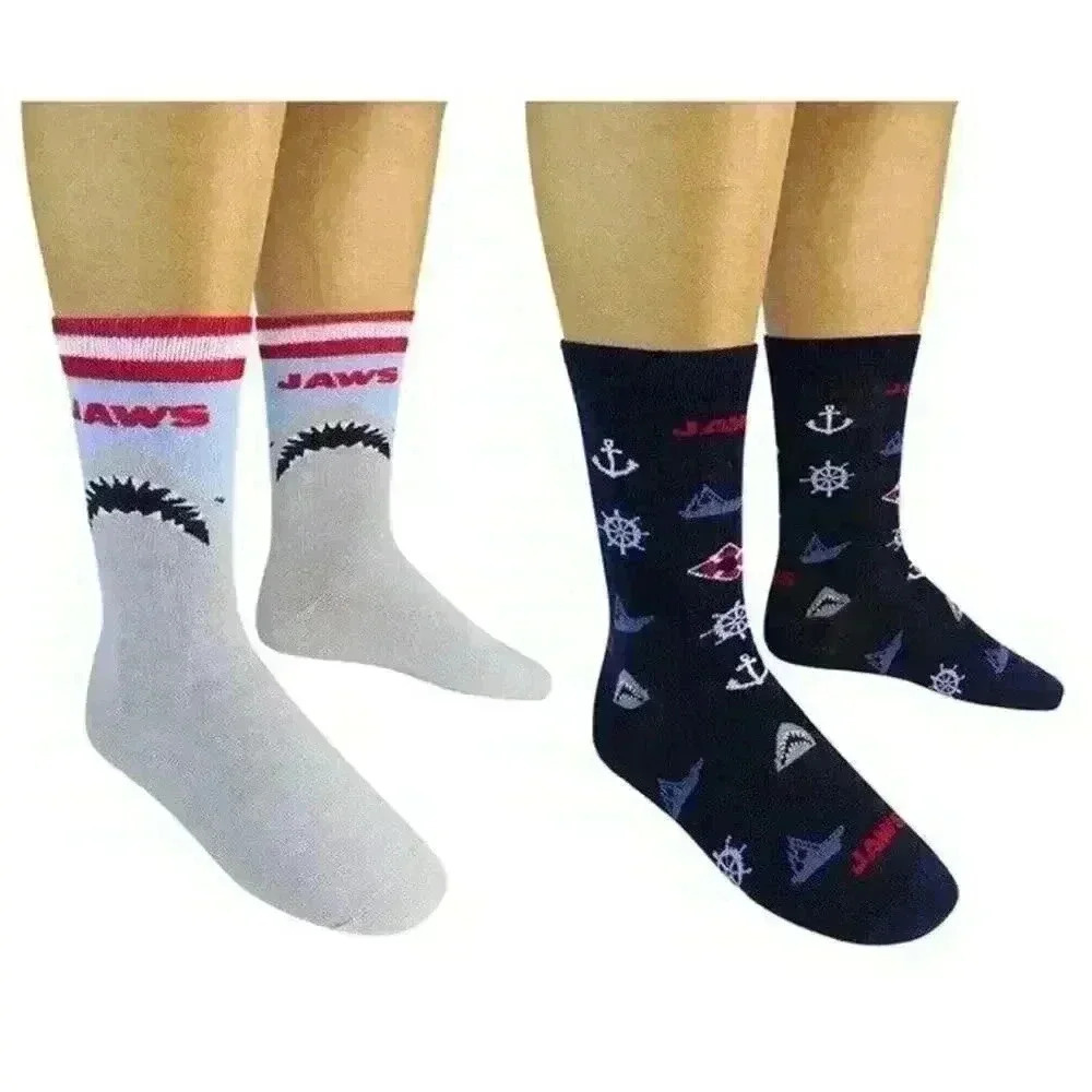Jaws 2 Pack Novelty Socks Shark Attack Movie Unisex